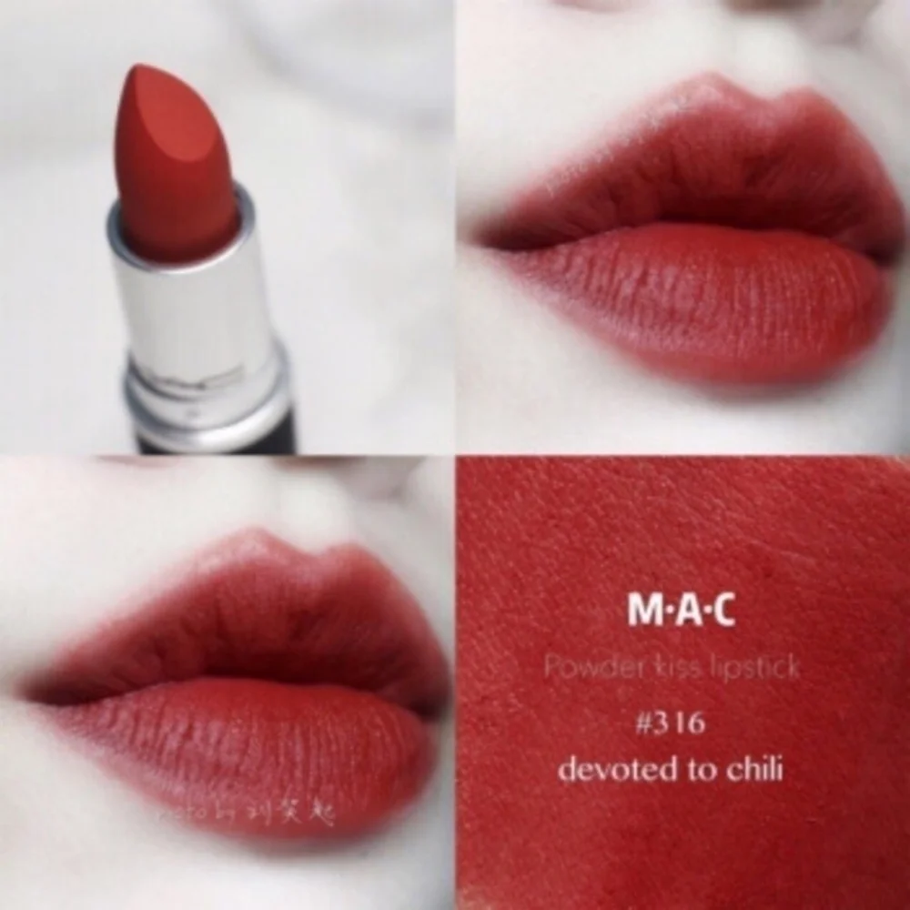 MAC Devoted to Chili 316 Lipstick, Powder Kiss (New)